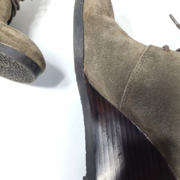 Franco Sarto Weston Bootie Size 8.5 Taupe Suede Leather Lace Up Wedge - Picture 8 of 16